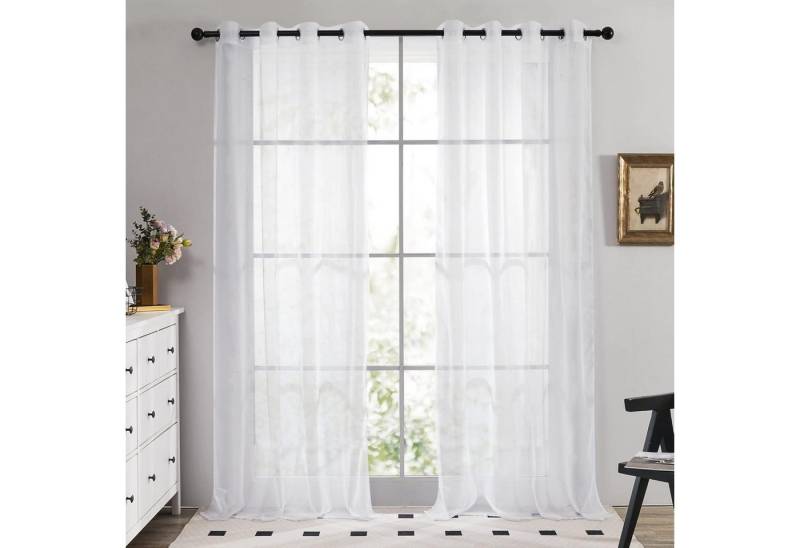LuxusKollektion Hängedekoration Vorhang Ösenvorhang Gardinen Transparent H90 x B140 cm 2er Pack Weiß von LuxusKollektion