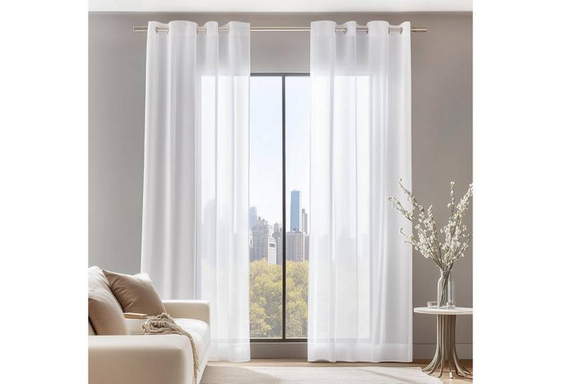 LuxusKollektion Hängedekoration Vorhang Transparent Ösenvorhang H175 x B140 cm (2er Pack) Weiß von LuxusKollektion