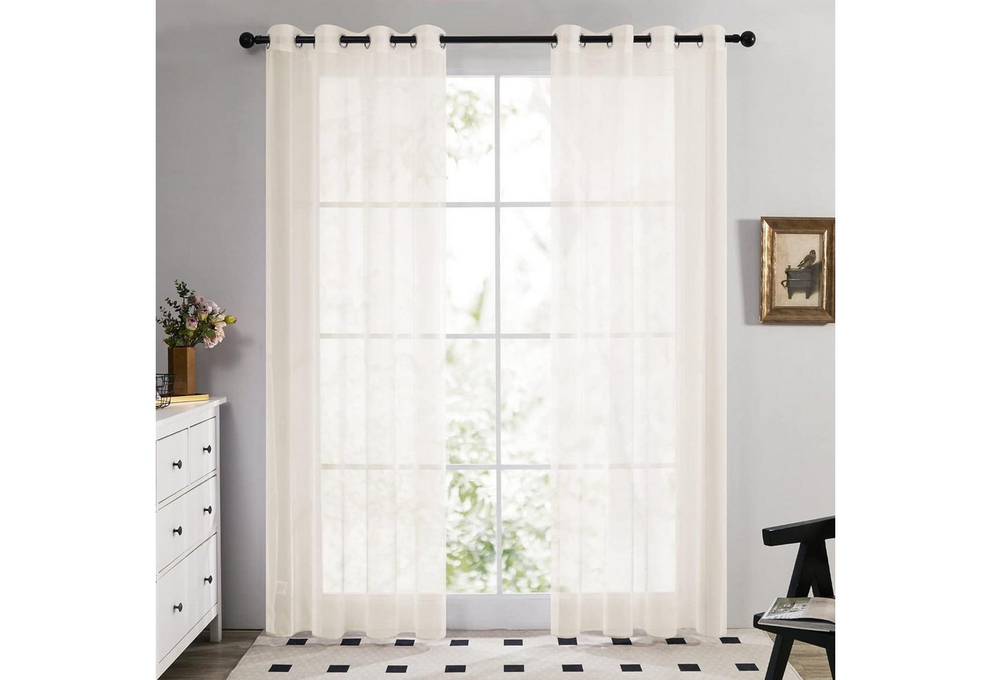 LuxusKollektion Hängedekoration Vorhang Tür Fenster Wohnzimmer Ösen H260 x B140 cm (2er Pack) Creme von LuxusKollektion