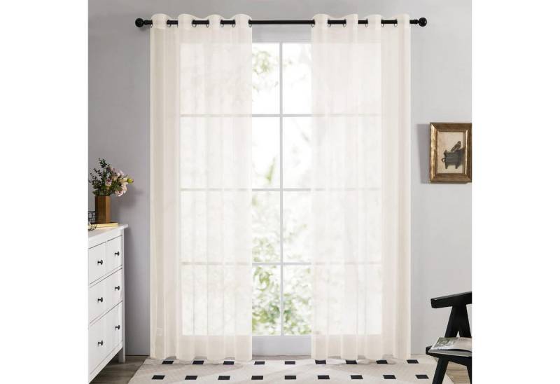 LuxusKollektion Hängedekoration Vorhang Tür Fenster Wohnzimmer Ösen H260 x B140 cm (2er Pack) Creme von LuxusKollektion
