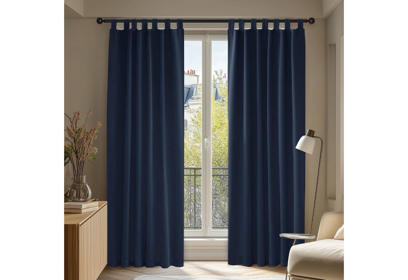 LuxusKollektion Hängedekoration Vorhang Verdunkelung Blickdicht H245 x B140 cm 2er Pack Dunkelblau von LuxusKollektion