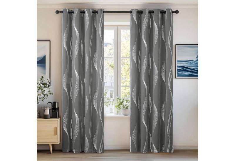 LuxusKollektion Hängedekoration Vorhang Verdunkelung Ösen H138 x B132 cm (2er Pack) Hellgrau von LuxusKollektion
