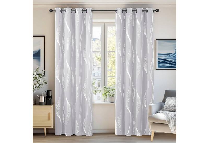LuxusKollektion Hängedekoration Vorhang Verdunkelung Thermo H138 x B117 cm (2er Pack) Silber Grau von LuxusKollektion