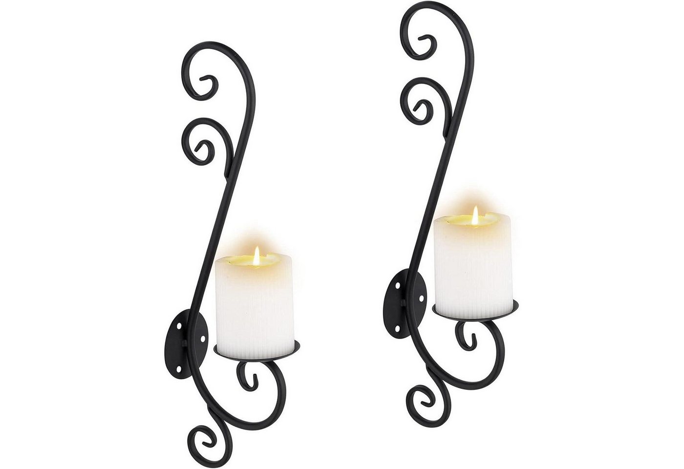 LuxusKollektion Hängedekoration Wandkerzenhalter Teelichthalter Metall schwarz 2er L Schwarz von LuxusKollektion