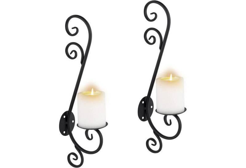 LuxusKollektion Hängedekoration Wandkerzenhalter Teelichthalter Metall schwarz 2er L Schwarz von LuxusKollektion