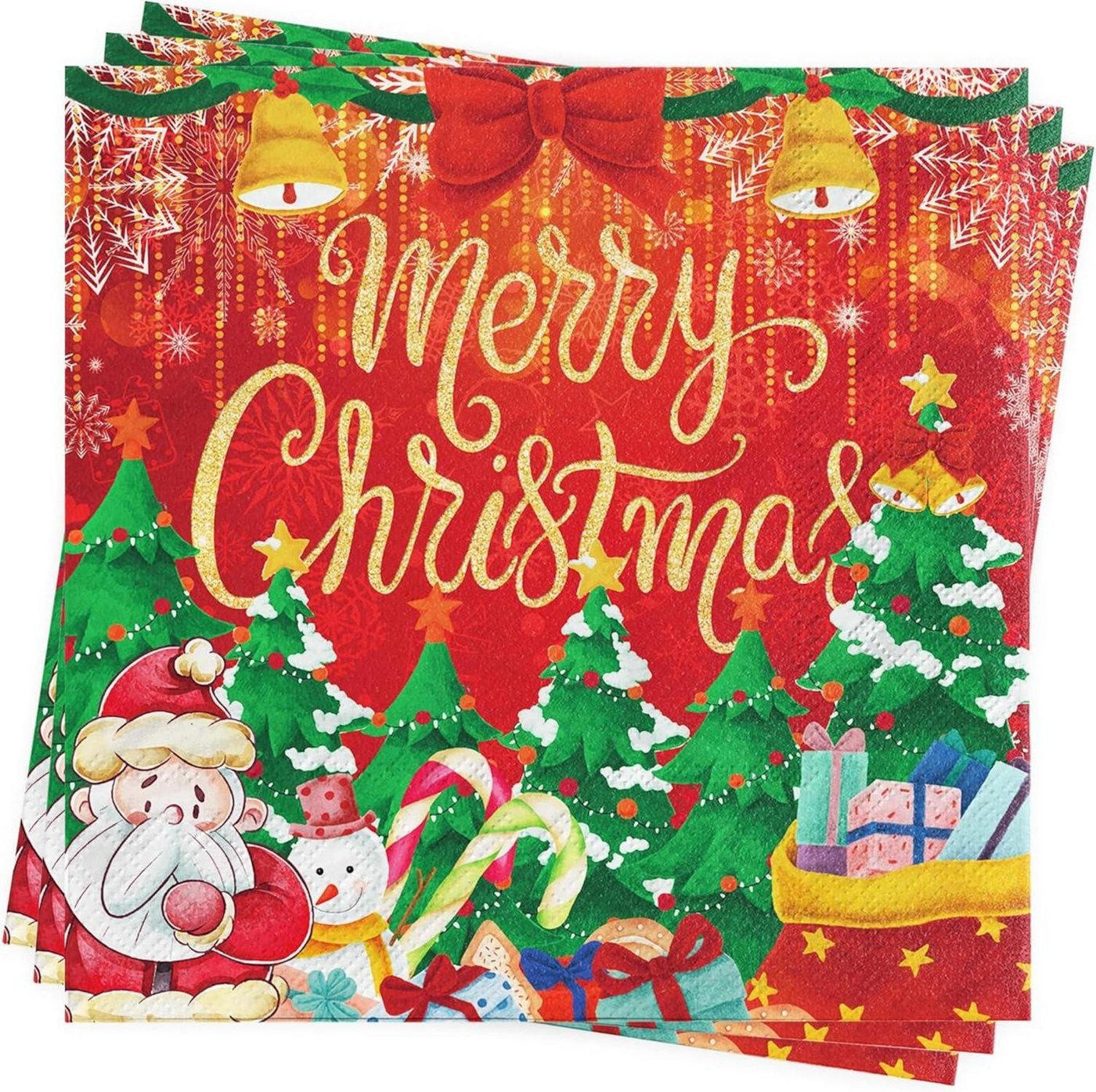 LuxusKollektion Hängedekoration Weihnachten Servietten Merry Christmas 40Stück Rot 33x33cm von LuxusKollektion