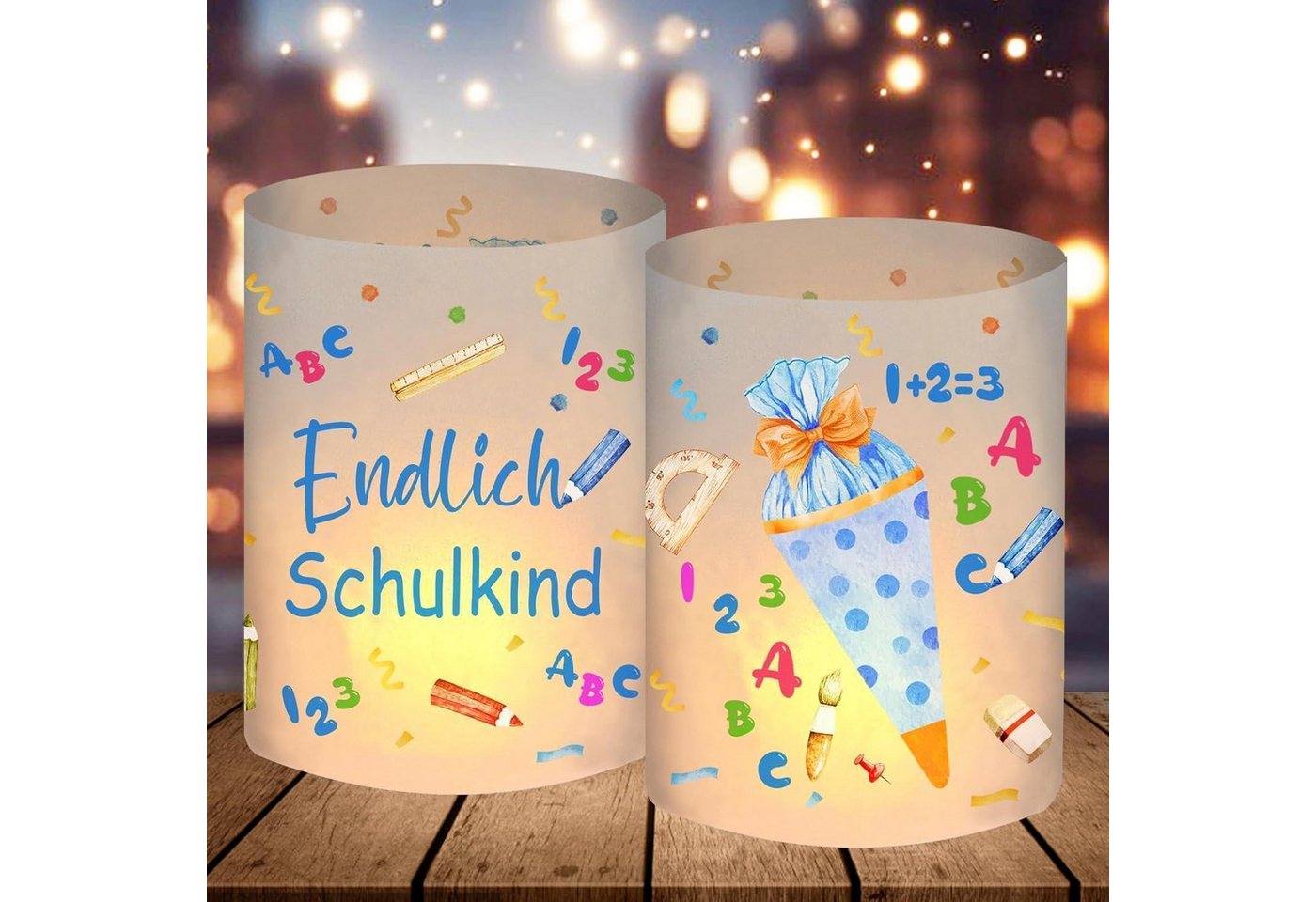 LuxusKollektion Hängedekoration Windlicht Tischdeko Schulanfang Schultüte ABC Blau Einschulung Junge LuxusKollektion Hängedekoration Windlicht Tischdeko Schulanfang Schultüte ABC Blau Einschulung Junge von LuxusKollektion