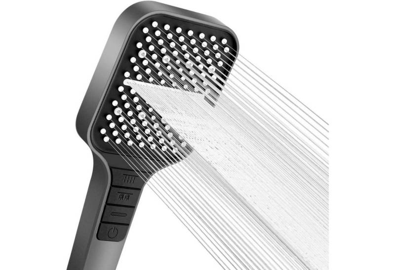 LuxusKollektion Handbrause Duschkopf 7 Strahlarten Regendusche Stopptaste Wassersparend grau von LuxusKollektion