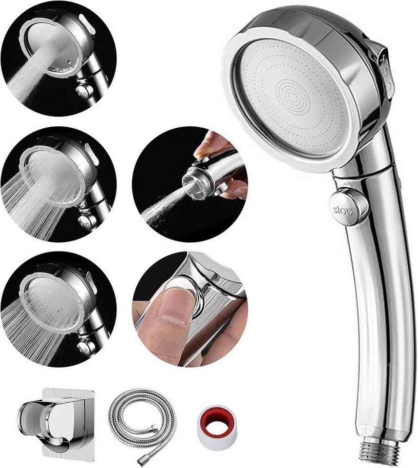 LuxusKollektion Handbrause Duschkopf Wassersparend mit Wasserstop Funktion, 3 Strahlarten LuxusKollektion Handbrause Duschkopf Wassersparend mit Wasserstop Funktion, 3 Strahlarten von LuxusKollektion