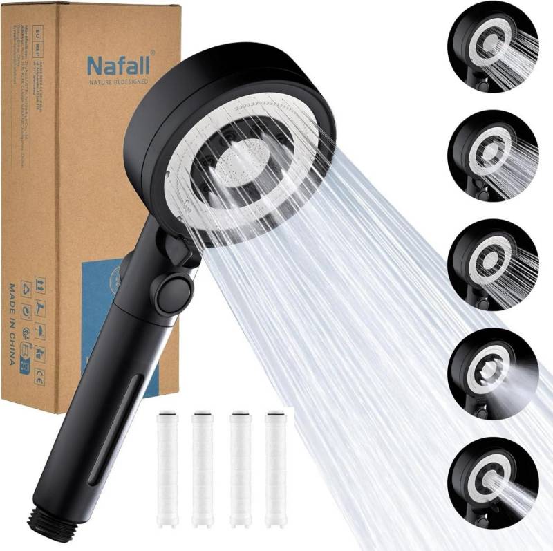 LuxusKollektion Handbrause Duschkopf mit 4 PP Filter, Handbrause Wassersparend, 5 Strahlarten von LuxusKollektion
