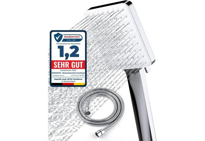 LuxusKollektion Handbrause Duschkopf mit Schlauch 6 Strahlarten Massage Regendusche 1,5M von LuxusKollektion