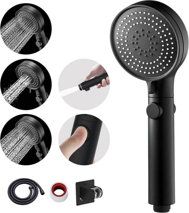 LuxusKollektion Handbrause Schwarzer Duschkopf mit 3 von LuxusKollektion