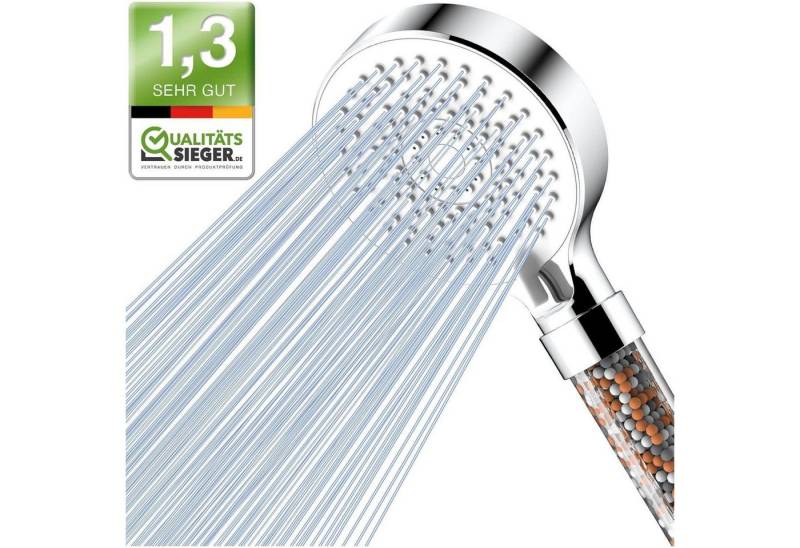 LuxusKollektion Handbrause Wassersparender Duschkopf mit 5 Strahlarten und von LuxusKollektion