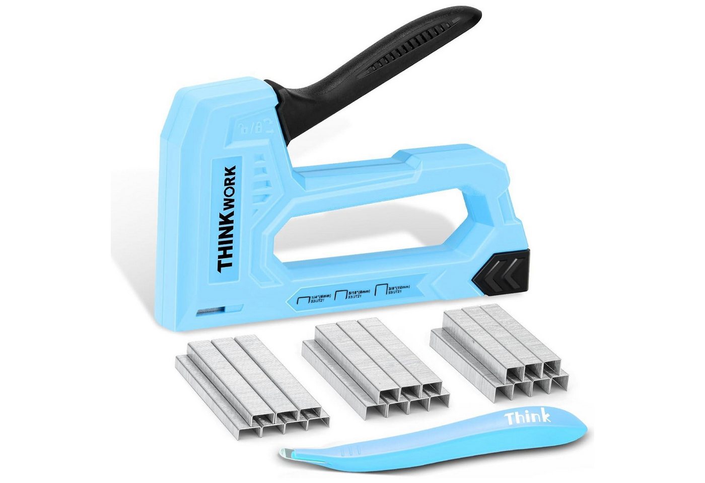 LuxusKollektion Handheftpistole Handtacker Tackerpistole Set JT21 Klammern 1600 Blau von LuxusKollektion