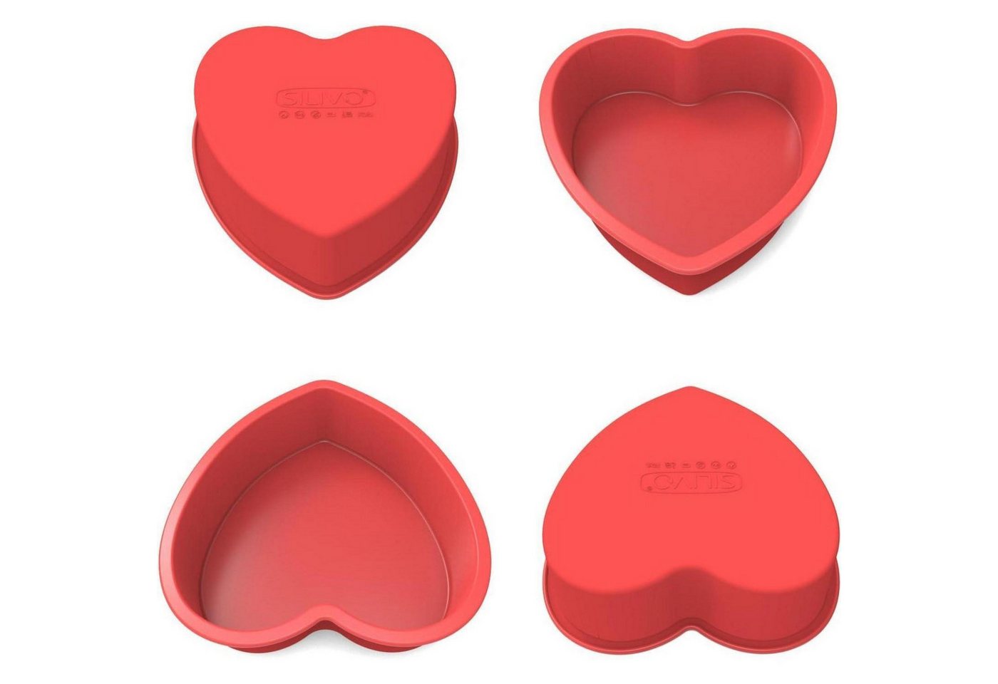 LuxusKollektion Herzkuchenform Backform Silikon Herz Kuchenform Antihaft 4 Stück 15cm Herzbackform x4 von LuxusKollektion