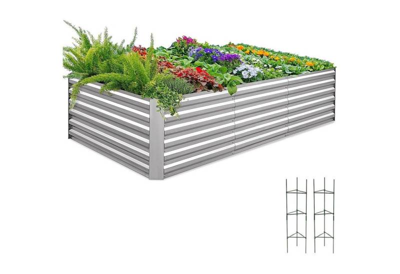 LuxusKollektion Hochbeet Hochbeet Metall Gemüsebeet Pflanzkasten Silber 244 x 122 x 56 cm von LuxusKollektion