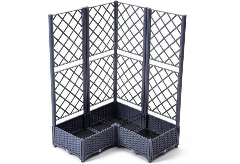 LuxusKollektion Hochbeet Hochbeet Rankgitter Selbstbewässerung 4 Töpfe 113x40x136cm Graublau von LuxusKollektion