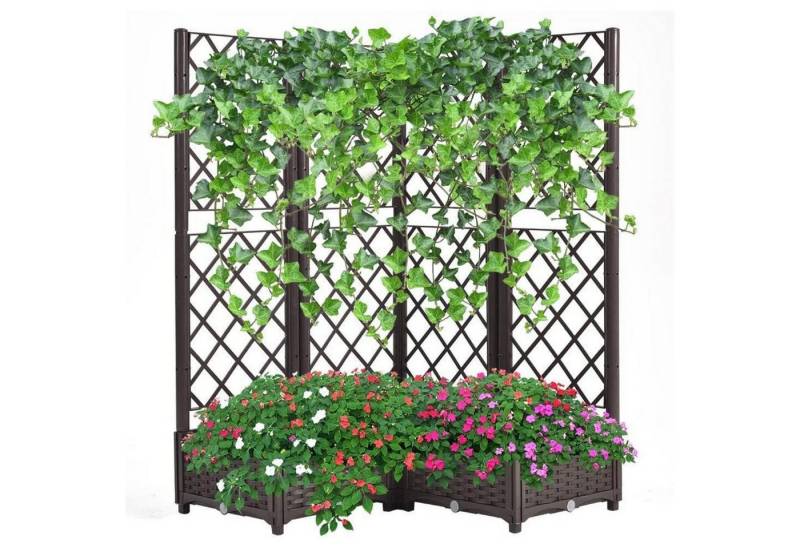 LuxusKollektion Hochbeet Hochbeet Rankgitter Selbstbewässerung Pflanzkasten 113x40x136cm Braun von LuxusKollektion