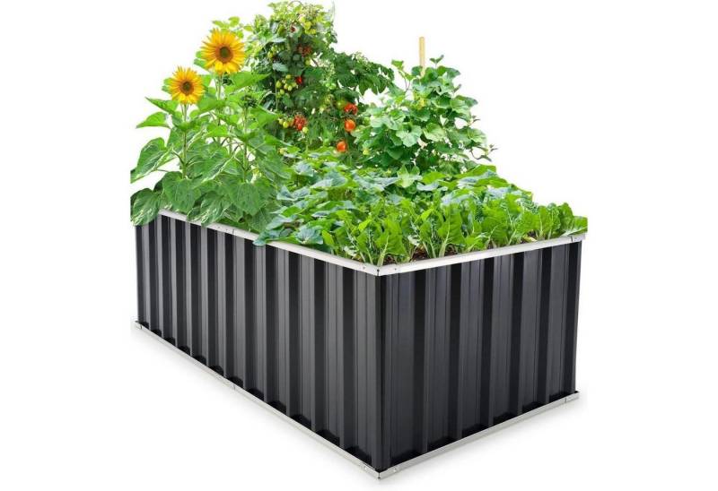 LuxusKollektion Hochbeet Hochbeet Stahl Frühbeet Pflanzkasten Gemüse Kräuter 174x90x60cm Grau von LuxusKollektion