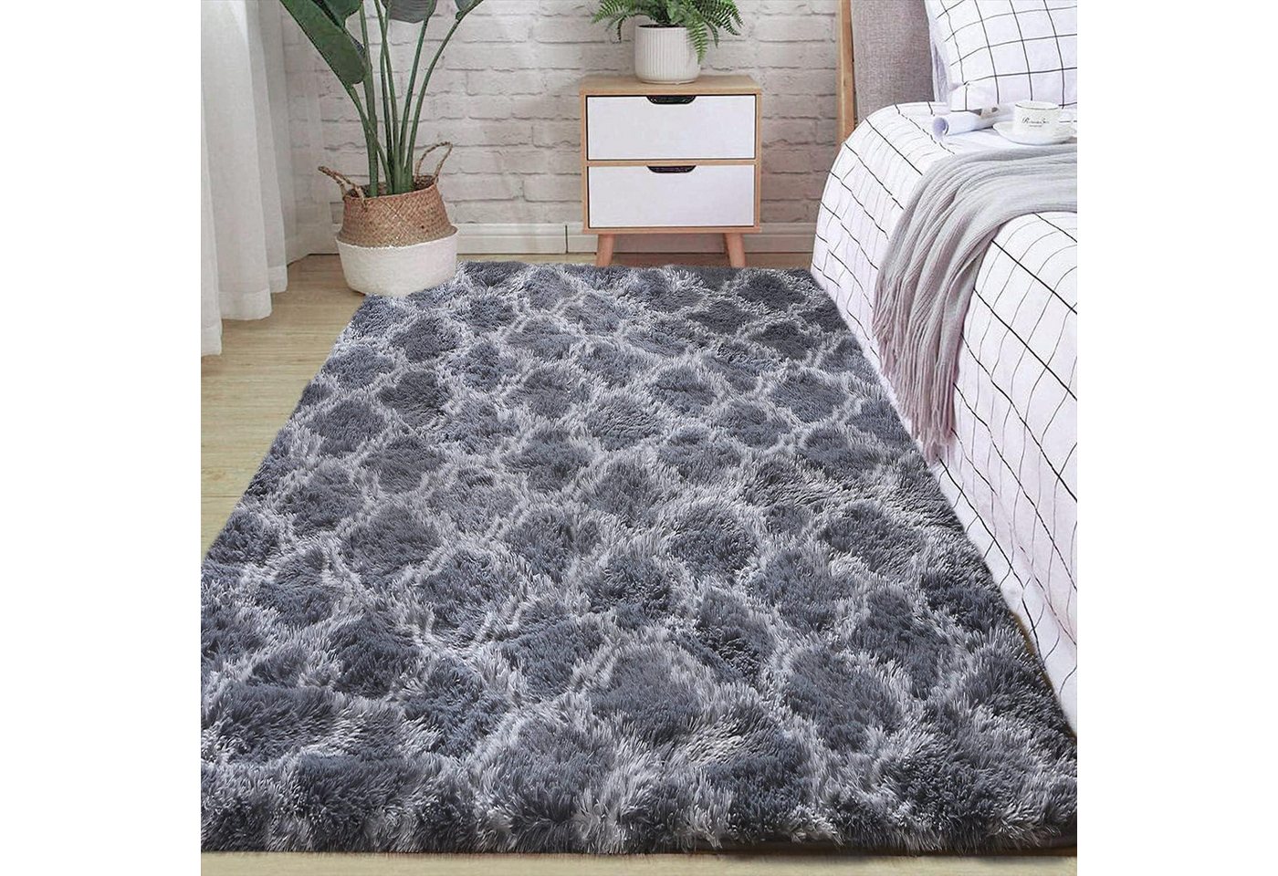 LuxusKollektion Hochflor-Läufer Wohnzimmerteppich Hochflor Langflor Shaggy Grau 80 x 200 cm LuxusKollektion Hochflor-Läufer Wohnzimmerteppich Hochflor Langflor Shaggy Grau 80 x 200 cm von LuxusKollektion