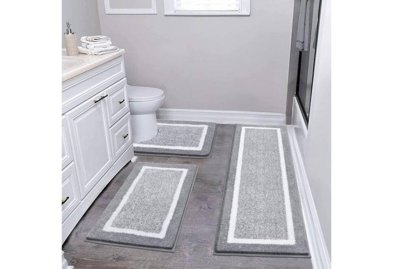 LuxusKollektion Hochflor-Teppich Badteppich Hochflor Hellgrau 45 x 65 + 45 x 120 + U 50 x 60 cm LuxusKollektion Hochflor-Teppich Badteppich Hochflor Hellgrau 45 x 65 + 45 x 120 + U 50 x 60 cm von LuxusKollektion