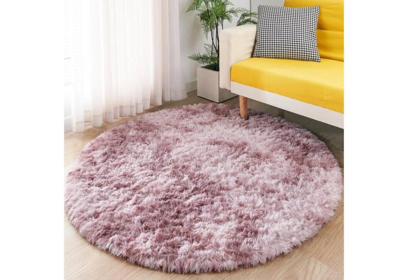 ROHATIM Hochflor-Teppich Flauschiger Kinderteppich lila-rosa Ø 100 cm rund, weicher von ROHATIM