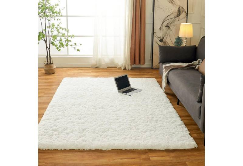 Obundi Hochflor-Teppich Hochflor Teppich Flauschig Weicher Indoor Anti-Rutsch Elfenbein von Obundi