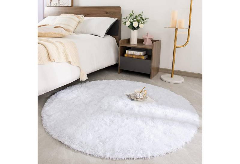 ROHATIM Hochflor-Teppich Hochflor Teppich Rund Soft Shaggy Rug Fluffy Kinderteppich(Weiß) 150 x von ROHATIM