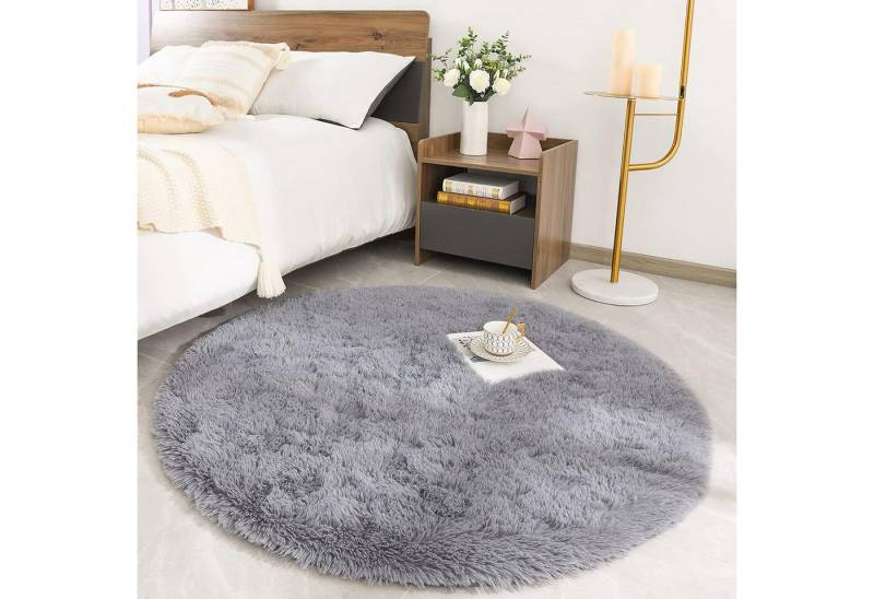 ROHATIM Hochflor-Teppich Moderner Flauschiger Teppich Grau für Wohnzimmer und Schlafzimmer 100 von ROHATIM