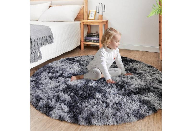 LuxusKollektion Hochflor-Teppich Rundteppich Plüschteppich Kinder Mädchen Dunkelgrau 200 x 200 cm LuxusKollektion Hochflor-Teppich Rundteppich Plüschteppich Kinder Mädchen Dunkelgrau 200 x 200 cm von LuxusKollektion