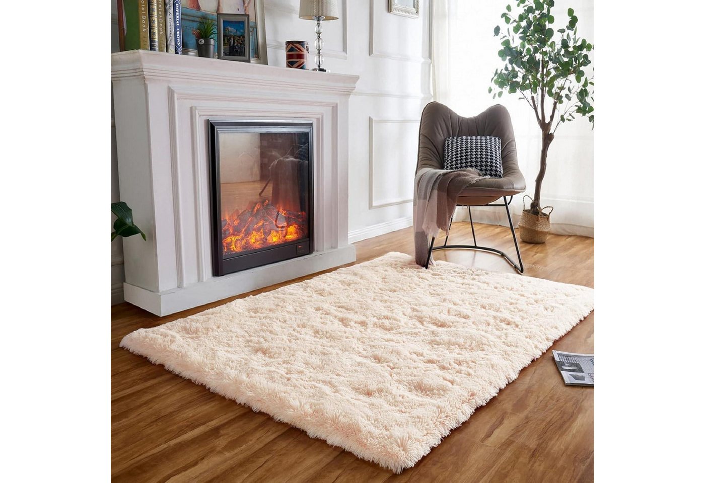 LuxusKollektion Hochflor-Teppich Teppich Antirutsch Waschbar Flauschig Wohnzimmer 140×200 cm Beige LuxusKollektion Hochflor-Teppich Teppich Antirutsch Waschbar Flauschig Wohnzimmer 140×200 cm Beige von LuxusKollektion