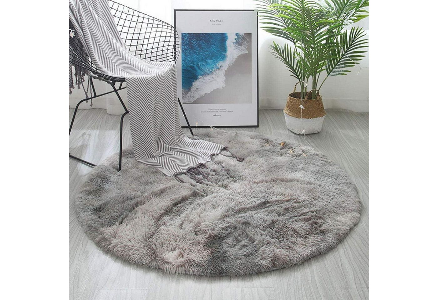 LuxusKollektion Hochflor-Teppich Teppich Flauschig Hochflor Rutschfest Wohnzimmer 140 cm Rund grau Weiß LuxusKollektion Hochflor-Teppich Teppich Flauschig Hochflor Rutschfest Wohnzimmer 140 cm Rund grau Weiß von LuxusKollektion
