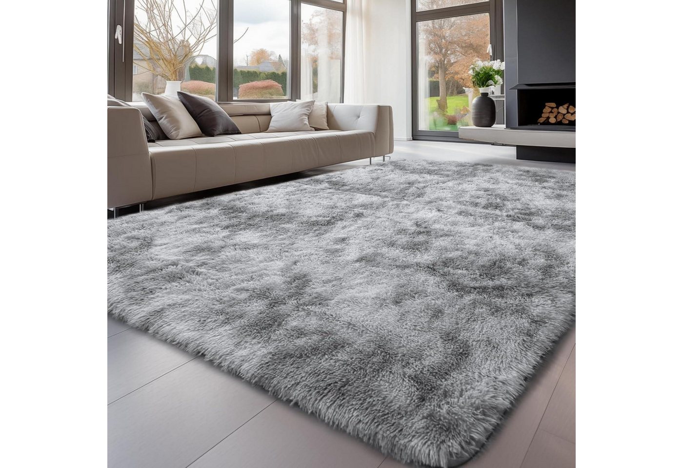 LuxusKollektion Hochflor-Teppich Teppich Hochflor Grau 240x300 Batik Hellgrau 240 x 300 cm Rechteckig LuxusKollektion Hochflor-Teppich Teppich Hochflor Grau 240x300 Batik Hellgrau 240 x 300 cm Rechteckig von LuxusKollektion