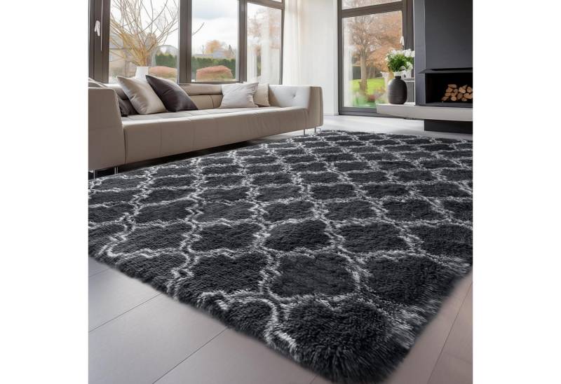 LuxusKollektion Hochflor-Teppich Teppich Hochflor Grau Dunkles Karograu 120 x 160 cm Rechteckig LuxusKollektion Hochflor-Teppich Teppich Hochflor Grau Dunkles Karograu 120 x 160 cm Rechteckig von LuxusKollektion