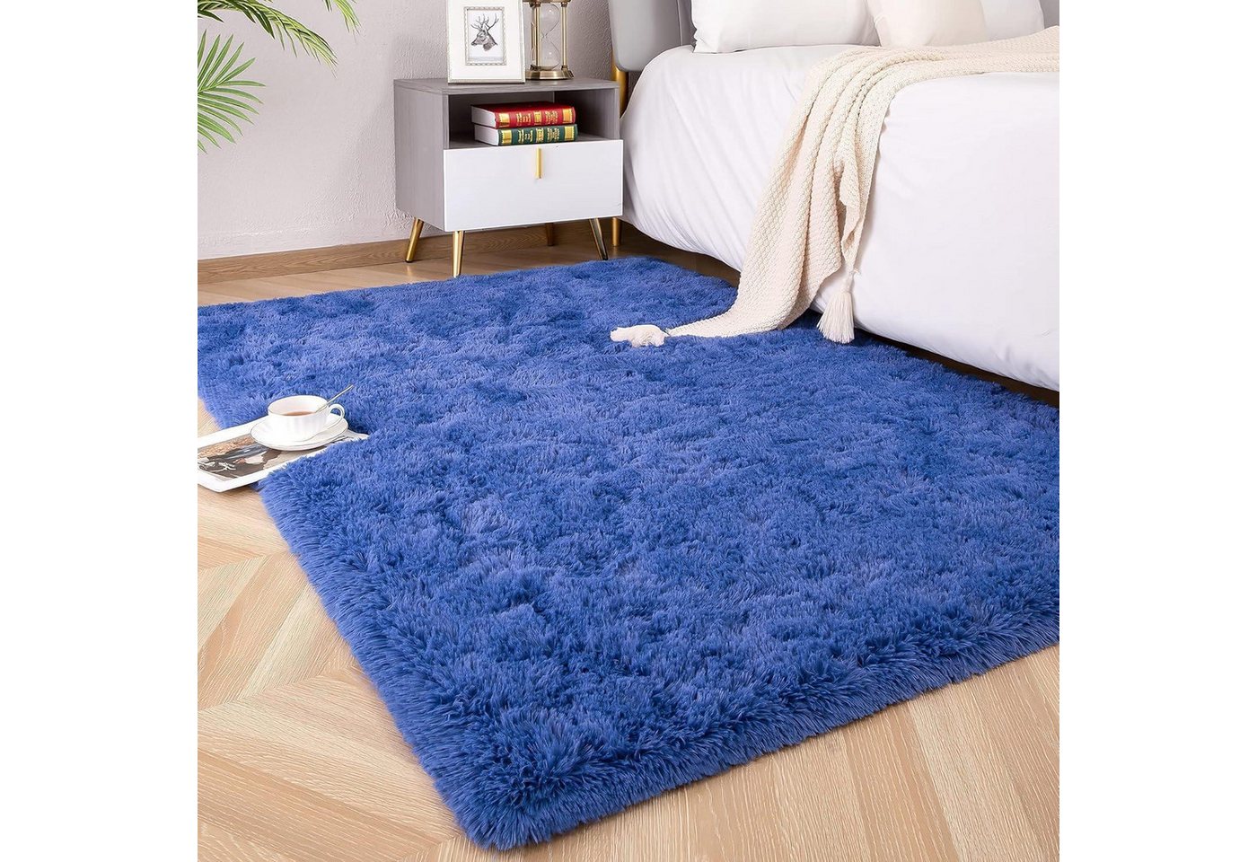 LuxusKollektion Hochflor-Teppich Teppich Hochflor Shaggy Wohnzimmer Schlafzimmer Blau 80 x 150 cm LuxusKollektion Hochflor-Teppich Teppich Hochflor Shaggy Wohnzimmer Schlafzimmer Blau 80 x 150 cm von LuxusKollektion