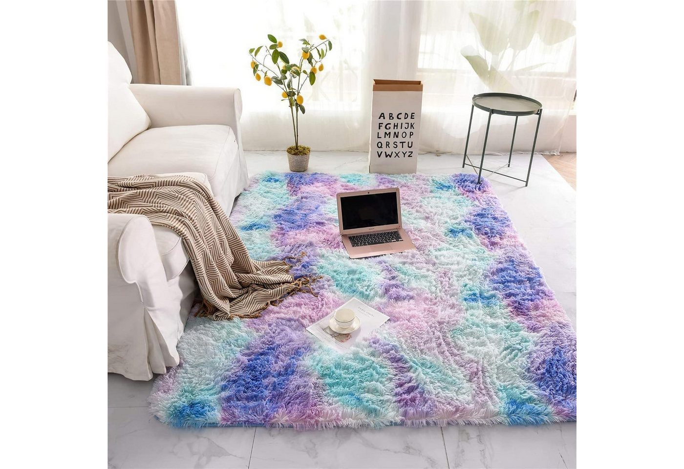 LuxusKollektion Hochflor-Teppich Teppich Hochflor Shaggy Wohnzimmer Schlafzimmer Blau Lila 200 x 300 cm LuxusKollektion Hochflor-Teppich Teppich Hochflor Shaggy Wohnzimmer Schlafzimmer Blau Lila 200 x 300 cm von LuxusKollektion