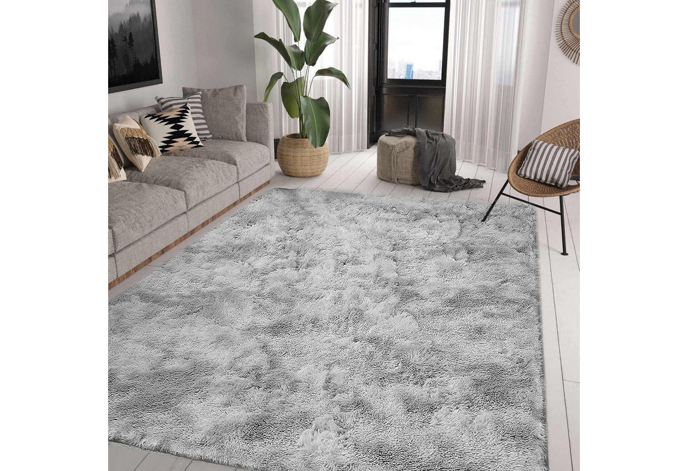 LuxusKollektion Hochflor-Teppich Teppich Hochflor Wohnzimmer Schlafzimmer 200*250cm Grau Weiß LuxusKollektion Hochflor-Teppich Teppich Hochflor Wohnzimmer Schlafzimmer 200*250cm Grau Weiß von LuxusKollektion