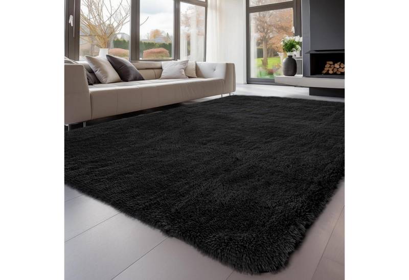 LuxusKollektion Hochflor-Teppich Teppich Hochflor grau waschbar Schwarz 240 x 300 cm (Rechteckig) von LuxusKollektion
