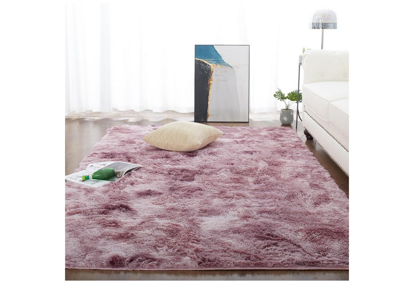LuxusKollektion Hochflor-Teppich Teppich Shaggy Hochflor 150x240cm Rosa Flauschig B-rosa 150x240CM LuxusKollektion Hochflor-Teppich Teppich Shaggy Hochflor 150x240cm Rosa Flauschig B-rosa 150x240CM von LuxusKollektion