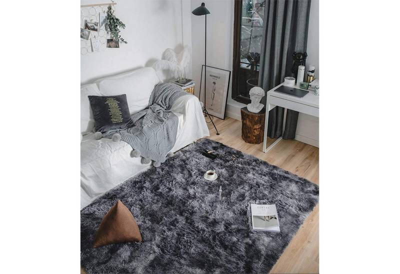 LuxusKollektion Hochflor-Teppich Teppich Shaggy Hochflor Langflor Flauschig 80 x 200cm Schwarz Grau LuxusKollektion Hochflor-Teppich Teppich Shaggy Hochflor Langflor Flauschig 80 x 200cm Schwarz Grau von LuxusKollektion