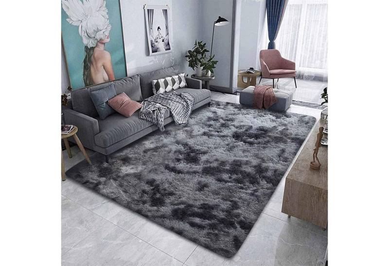 LuxusKollektion Hochflor-Teppich Teppich Shaggy Hochflor Schlafzimmer Schwarz Weiß 160 x 200 cm LuxusKollektion Hochflor-Teppich Teppich Shaggy Hochflor Schlafzimmer Schwarz Weiß 160 x 200 cm von LuxusKollektion