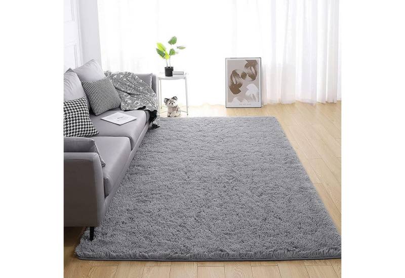 KINGSON Hochflor-Teppich Teppich Wohnzimmer Flauschig Hochflor Modern Grau 160x230cm von KINGSON