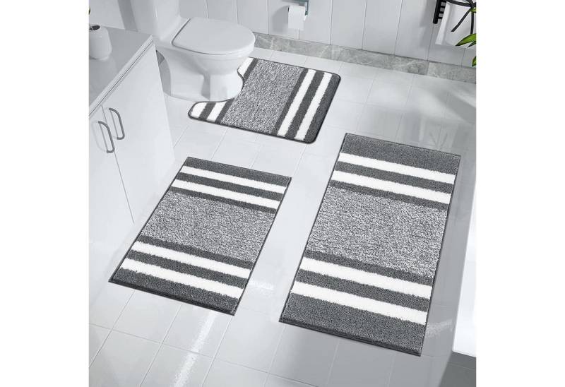 Pauwer Hochflor-Teppich Ultra Dicker 3-TLG. Badteppich Set Hochflor Rutschfest von Pauwer