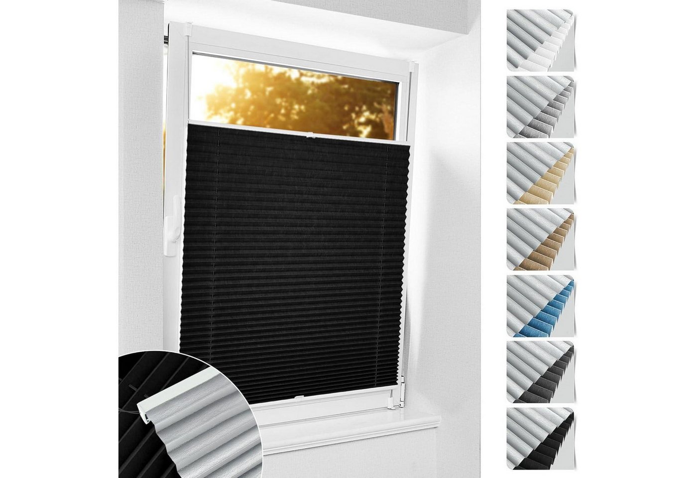 LuxusKollektion Jalousie Plissee Klemmfix ohne Bohren Verdunkelung B85 x H110 cm Schwarz LuxusKollektion Jalousie Plissee Klemmfix ohne Bohren Verdunkelung B85 x H110 cm Schwarz von LuxusKollektion