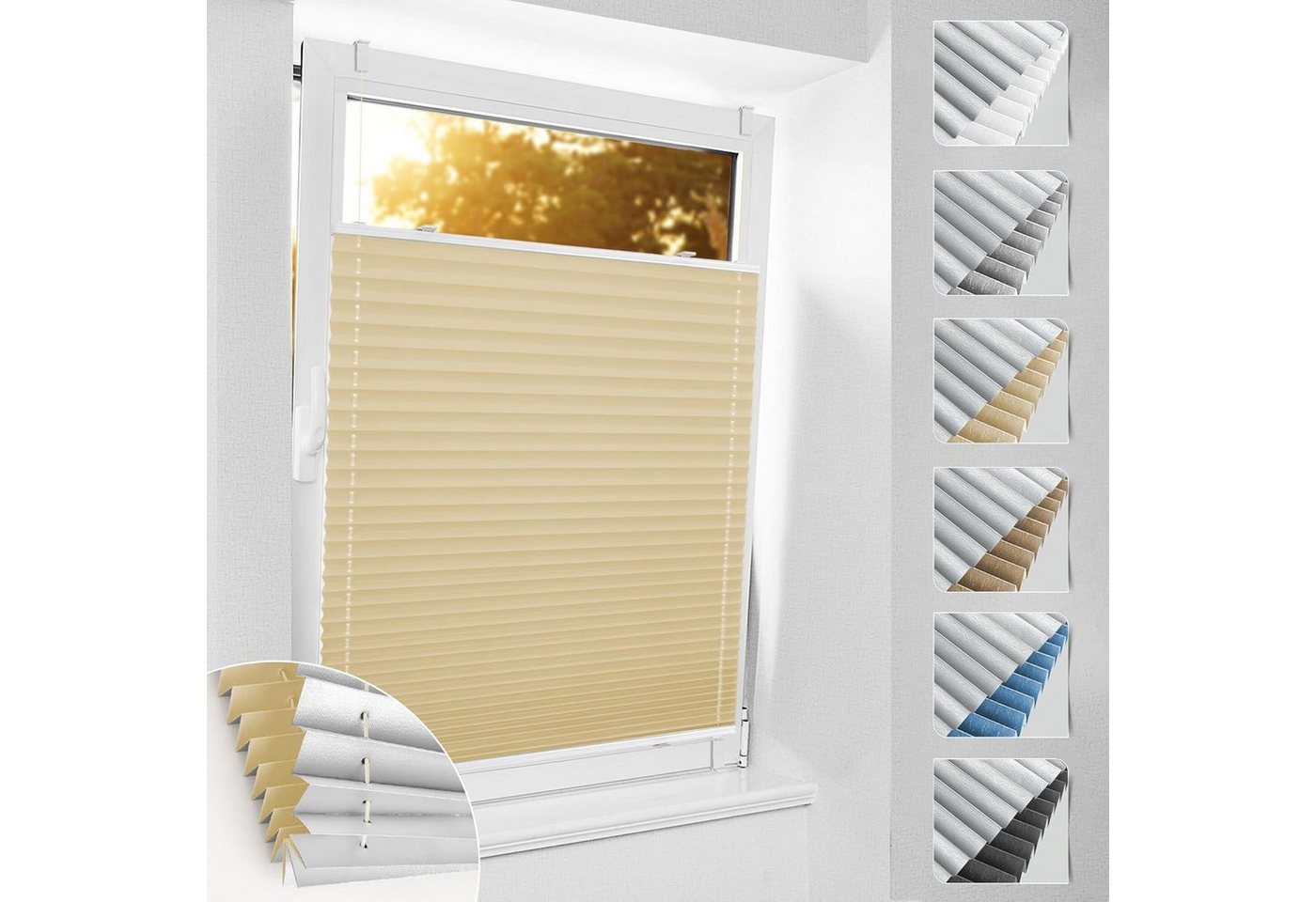 LuxusKollektion Jalousie Plissee Verdunkelung Klemmfix Thermo B85 x H100 cm Hellbeige LuxusKollektion Jalousie Plissee Verdunkelung Klemmfix Thermo B85 x H100 cm Hellbeige von LuxusKollektion