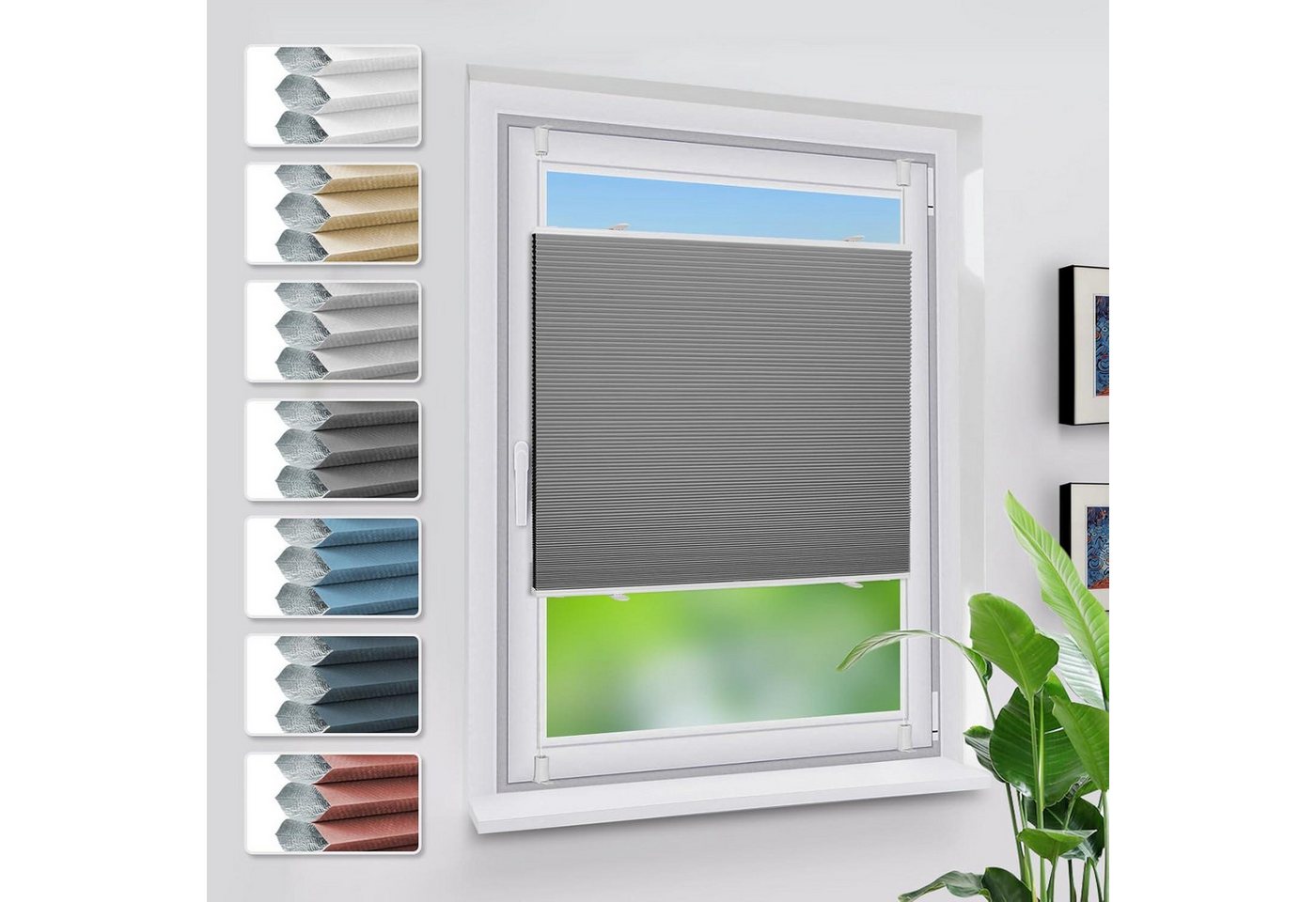 LuxusKollektion Jalousie Plissee Wabenplissee Verdunkelung Weiß dunkelgrau B40 x H80 cm LuxusKollektion Jalousie Plissee Wabenplissee Verdunkelung Weiß dunkelgrau B40 x H80 cm von LuxusKollektion