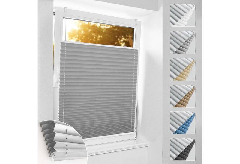 LuxusKollektion Jalousie Plissee ohne Bohren Klemmfix Verdunkelung B55 x H110 cm Hellgrau LuxusKollektion Jalousie Plissee ohne Bohren Klemmfix Verdunkelung B55 x H110 cm Hellgrau von LuxusKollektion