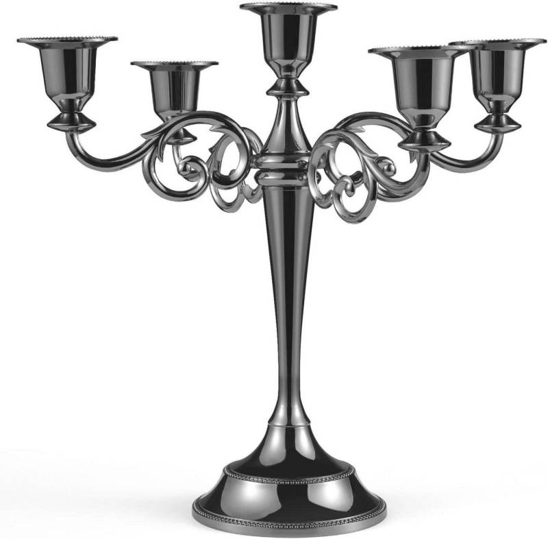 LuxusKollektion Kandelaber 5-armiger Kerzenständer Set Schwarz 27cm Höhe Deko ø2,2cm von LuxusKollektion