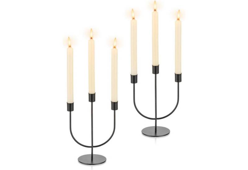 LuxusKollektion Kandelaber Kerzenständer Kerzenhalter Stabkerzen Metall 3 Arm x 2 Schwarz von LuxusKollektion