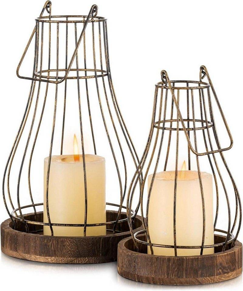 LuxusKollektion Kerzenlaterne Laterne Holz Landhaus Deko Kerzenhalter Rustikale Vintage Stil von LuxusKollektion